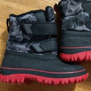Kids Black and Red Snow Boots